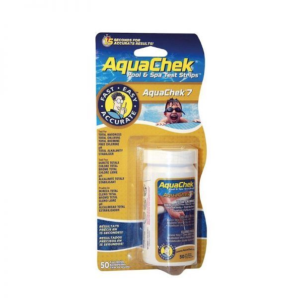 Boîte de 50 bandelettes d'analyse AquaChek 7-en-1 pour Piscine et Spa